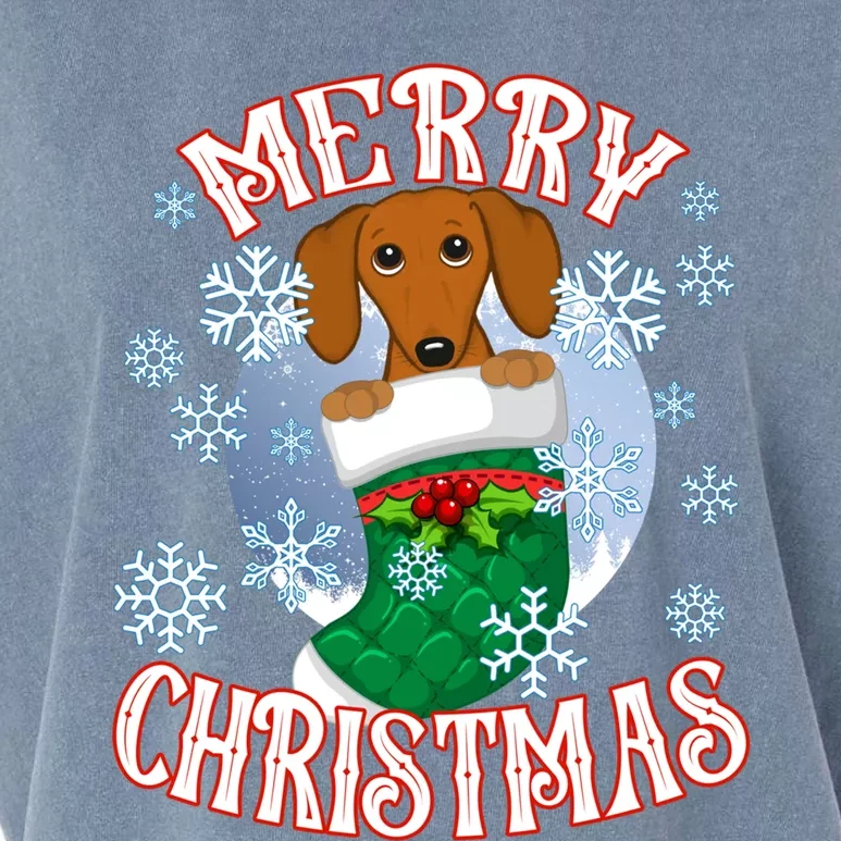 Dachshund Cute Dog In A Christmas Stocking Stuffer Gift Garment-Dyed Women's Muscle Tee