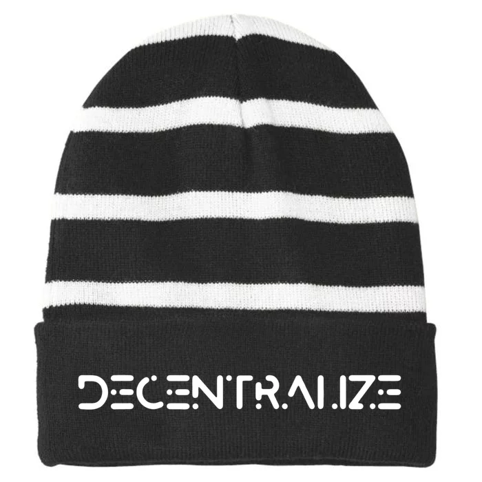 Decentralize Cryptocurrency Striped Beanie with Solid Band