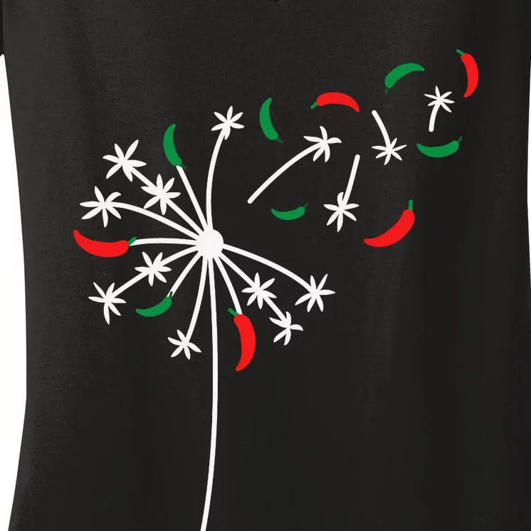 Dandelion Cinco De Mayo Cute Chili Flower Mexican Fiesta Women's V-Neck T-Shirt