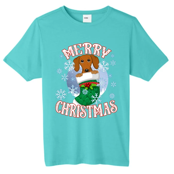 Dachshund Cute Dog In A Christmas Stocking Stuffer Cool Gift ChromaSoft Performance T-Shirt