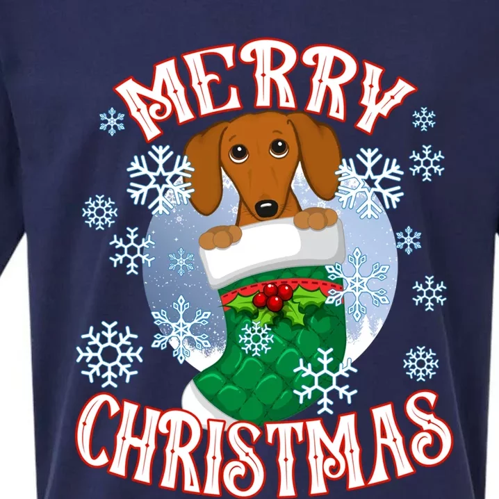 Dachshund Cute Dog In A Christmas Stocking Stuffer Cool Gift Sueded Cloud Jersey T-Shirt