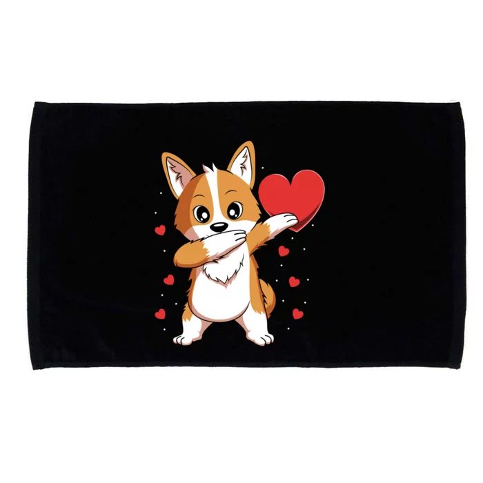 Dabbing Corgi Dog Heart Valentines Day Gift Gift Microfiber Hand Towel