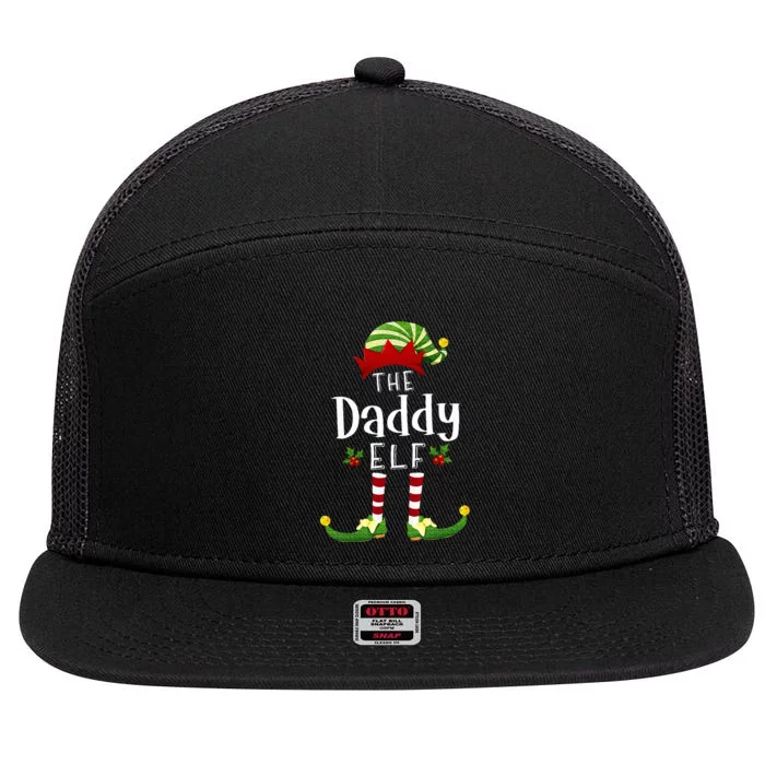 Daddy Christmas Elf Matching Pajama XMas Party 7 Panel Mesh Trucker Snapback Hat