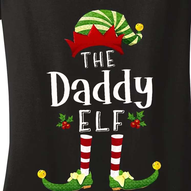 Daddy Christmas Elf Matching Pajama XMas Party Women's V-Neck T-Shirt