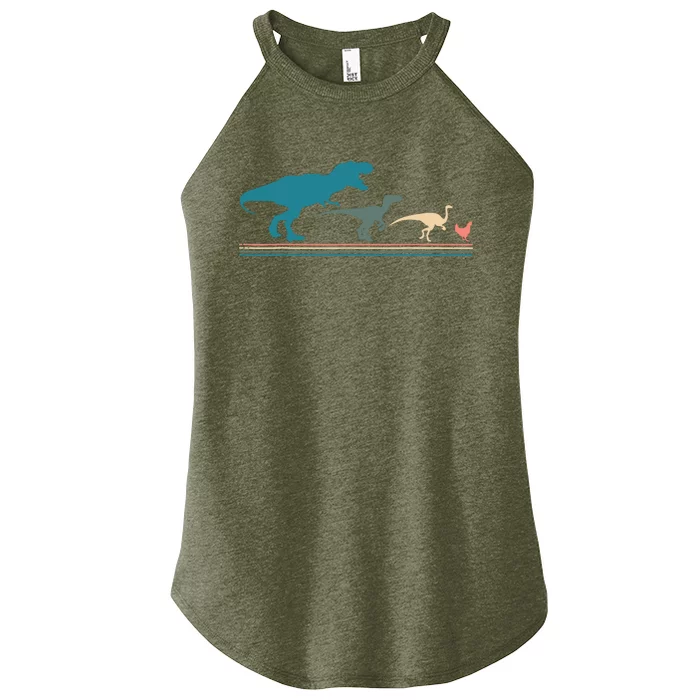 Dinosaur Chicken Evolution Funny Vintage Retro 70S Women’s Perfect Tri Rocker Tank