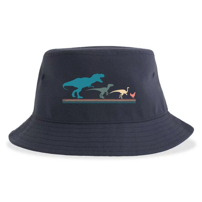 Dinosaur Chicken Evolution Funny Vintage Retro 70S Sustainable Bucket Hat