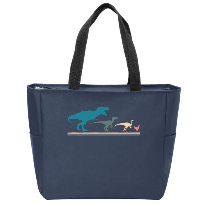 Dinosaur Chicken Evolution Funny Vintage Retro 70S Zip Tote Bag