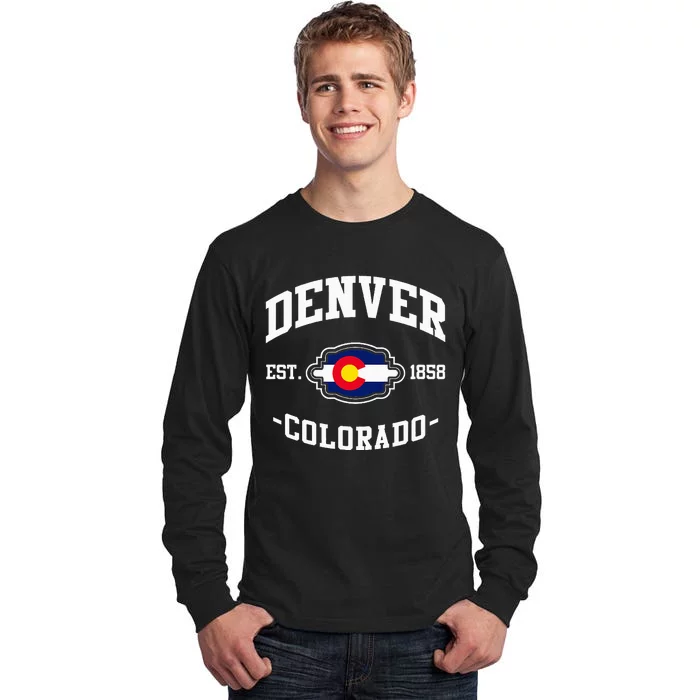 Denver Colorado Est 1858 State Flag Home Pride Tall Long Sleeve T-Shirt