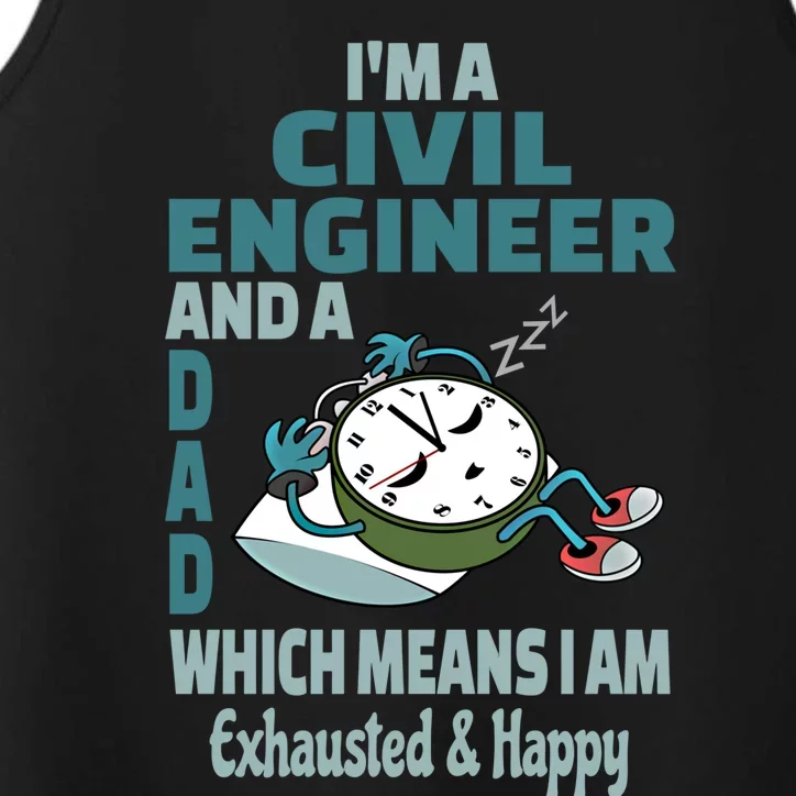 Dad Civil Engineer Tired Busy Exhausted Saying Gift Performance Tank