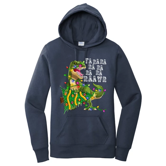 Dinosaur Christmas Fa Ra Rawr Tree Rex Xmas Gift Women's Pullover Hoodie