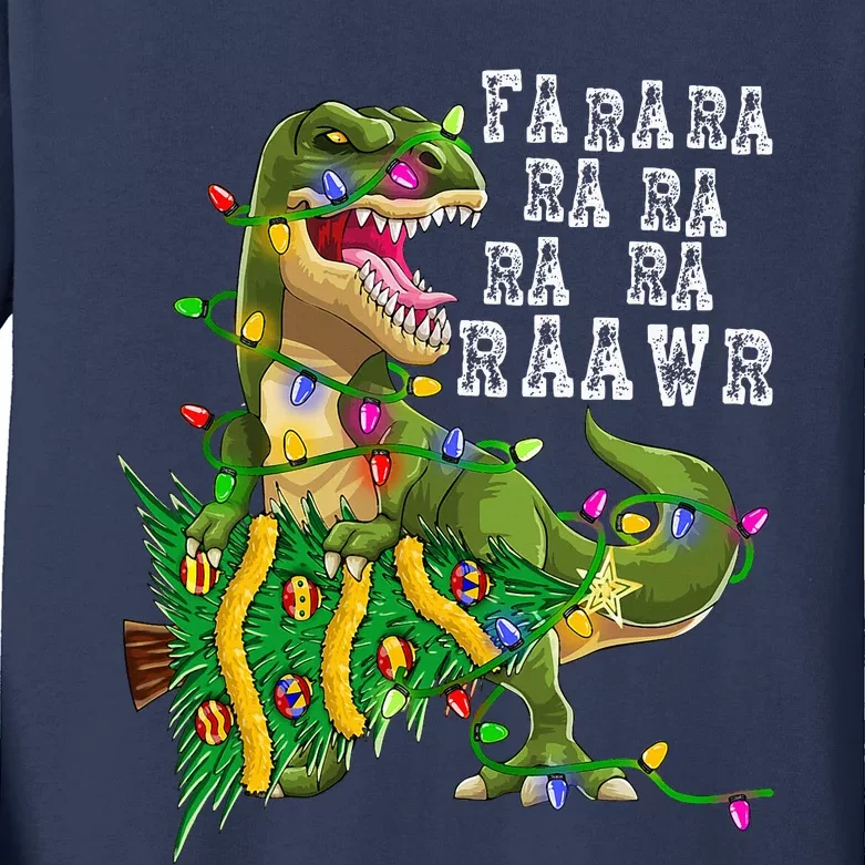 Dinosaur Christmas Fa Ra Rawr Tree Rex Xmas Gift Kids Long Sleeve Shirt