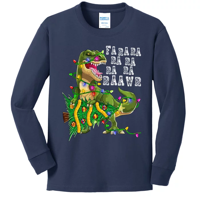 Dinosaur Christmas Fa Ra Rawr Tree Rex Xmas Gift Kids Long Sleeve Shirt