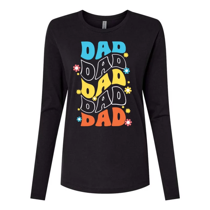 Dad Colorful Floral Retro Hippie Womens Cotton Relaxed Long Sleeve T-Shirt