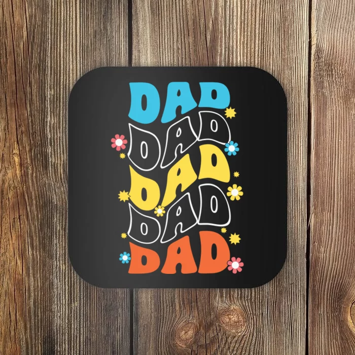 Dad Colorful Floral Retro Hippie Coaster