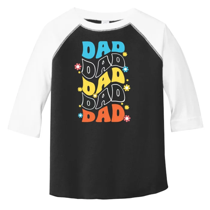 Dad Colorful Floral Retro Hippie Toddler Fine Jersey T-Shirt