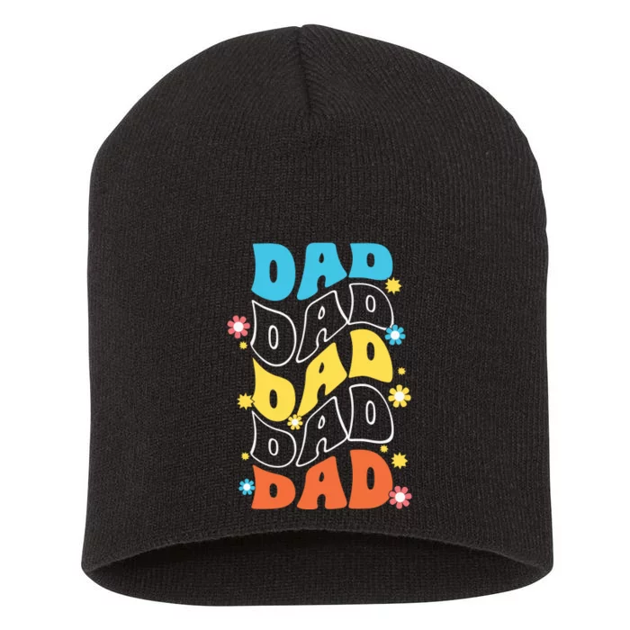 Dad Colorful Floral Retro Hippie Short Acrylic Beanie