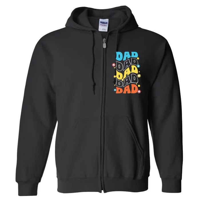 Dad Colorful Floral Retro Hippie Full Zip Hoodie