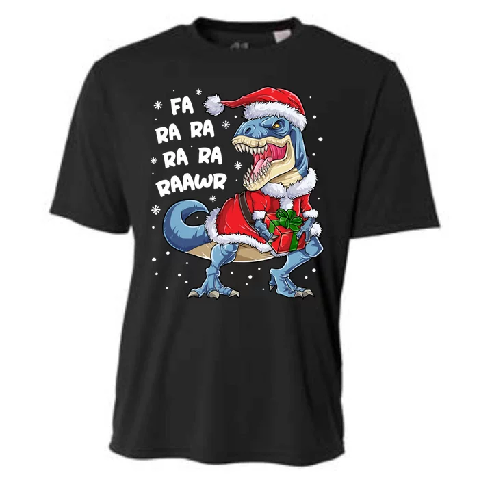 Dinosaur Christmas Fa Ra Ra Rawr T Rex Santa Xmas Gift Cooling Performance Crew T-Shirt