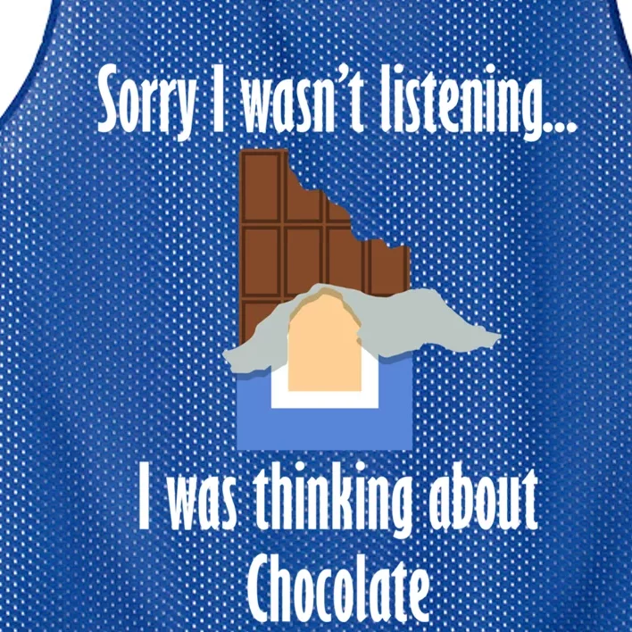 Dark Chocolate Funny Saying Thinking About Chocolate Cool Gift Mesh Reversible Basketball Jersey Tank