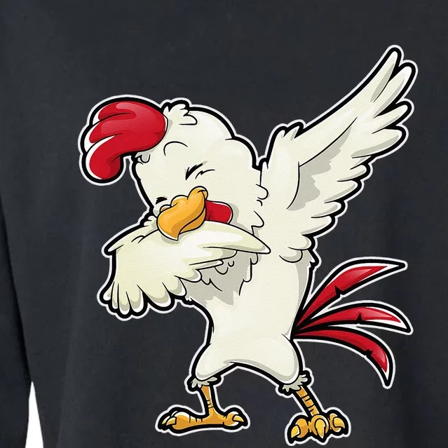 Dabbing Chicken Farmer Farm Dab Funny Farming Cropped Pullover Crew