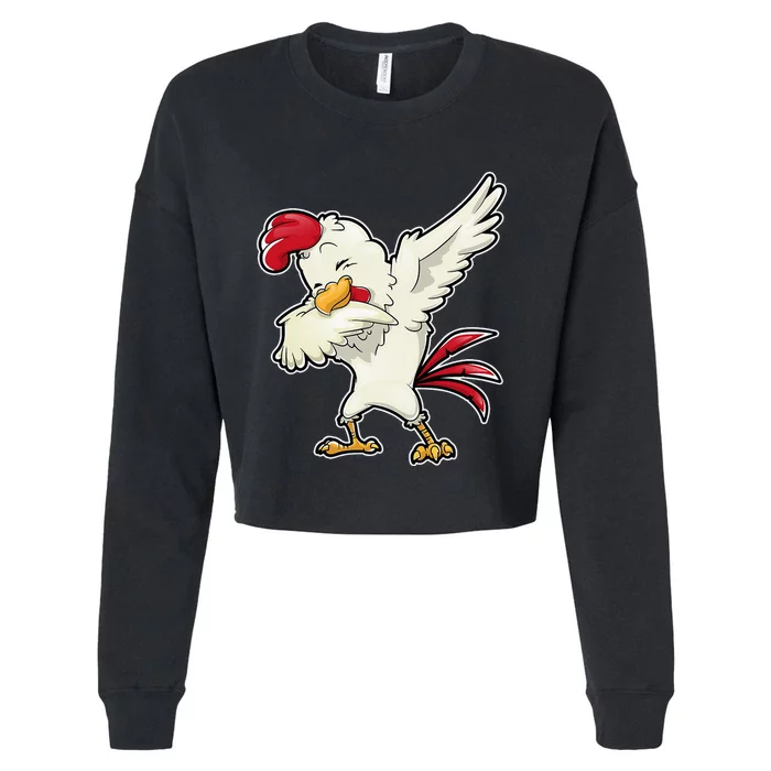 Dabbing Chicken Farmer Farm Dab Funny Farming Cropped Pullover Crew