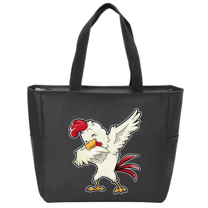 Dabbing Chicken Farmer Farm Dab Funny Farming Zip Tote Bag