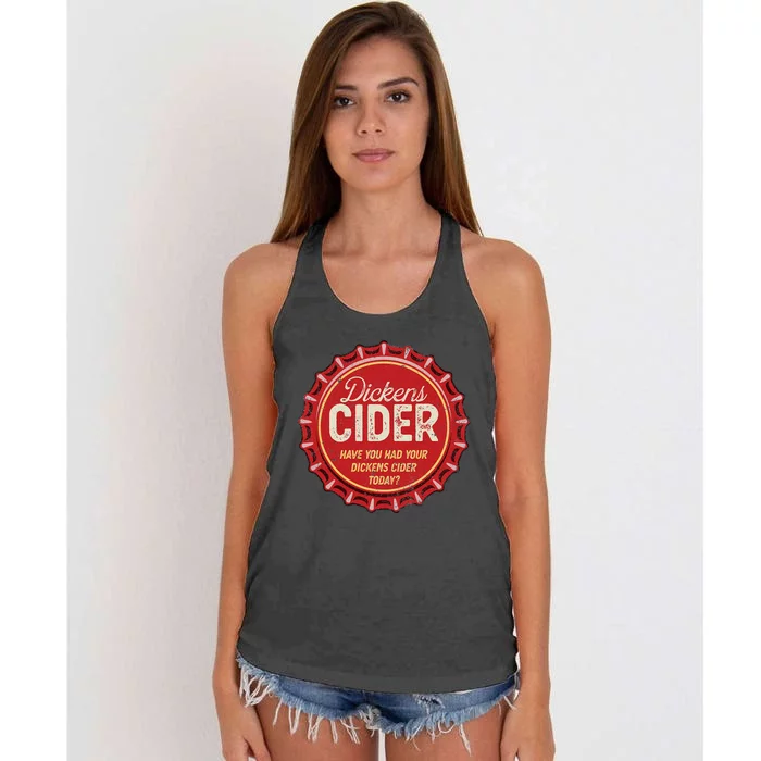 Dickens Cider Fun Bottle Top Pun Design Cheeky Innuendo Women's Knotted Racerback Tank