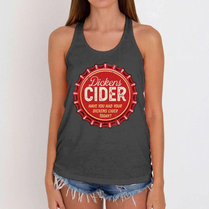 Dickens Cider Fun Bottle Top Pun Design Cheeky Innuendo Women's Knotted Racerback Tank