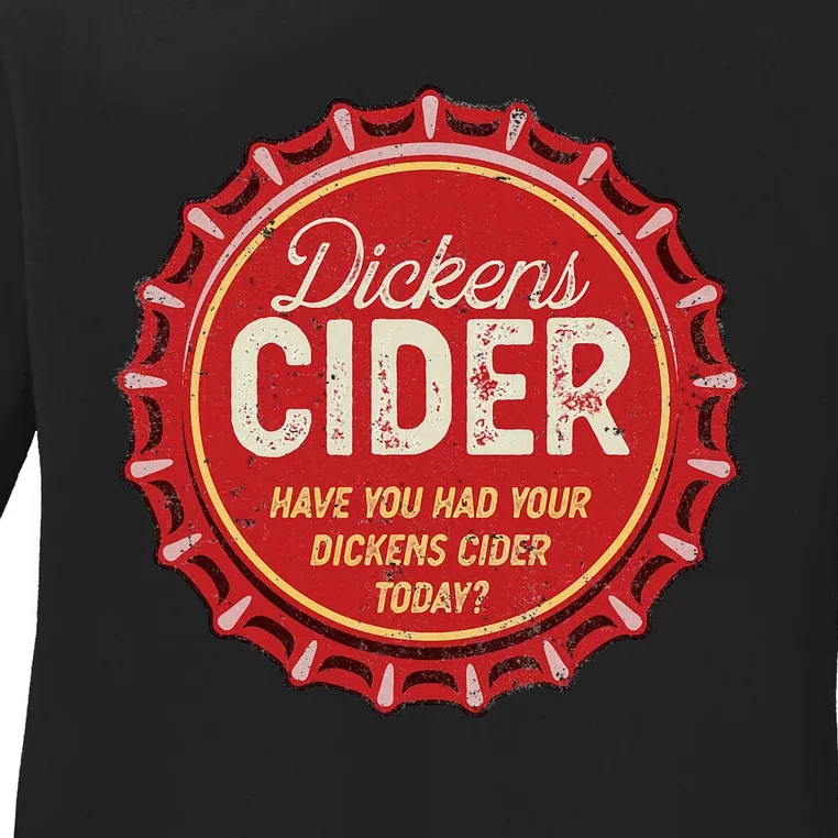 Dickens Cider Fun Bottle Top Pun Design Cheeky Innuendo Ladies Long Sleeve Shirt