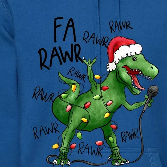 Dinosaur Christmas Fa Ra Rawr Tree Rex Xmas Dino Gift Premium Hoodie