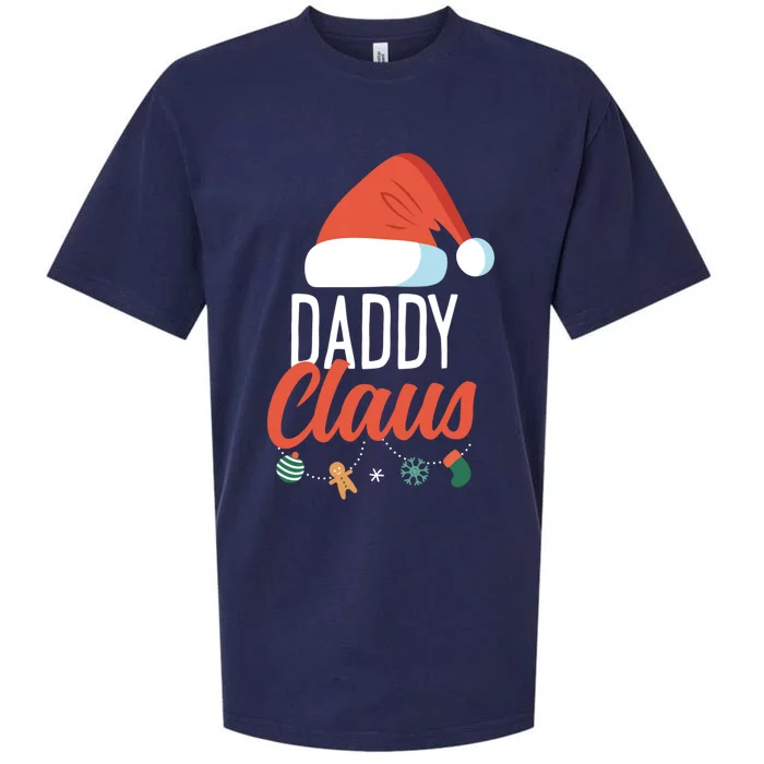 Daddy Claus Funny Family Christmas Couples Dad Santa Gift Sueded Cloud Jersey T-Shirt