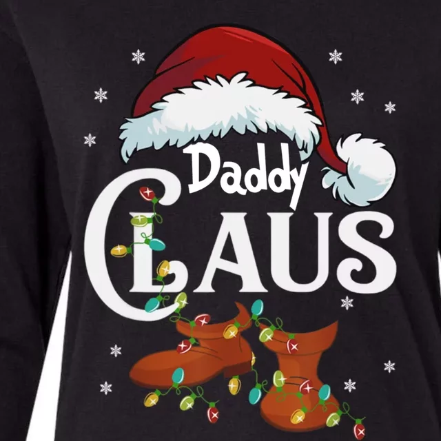 Daddy Claus Funny Christmas Lights Santa Hat Costume Cute Gift Womens Cotton Relaxed Long Sleeve T-Shirt