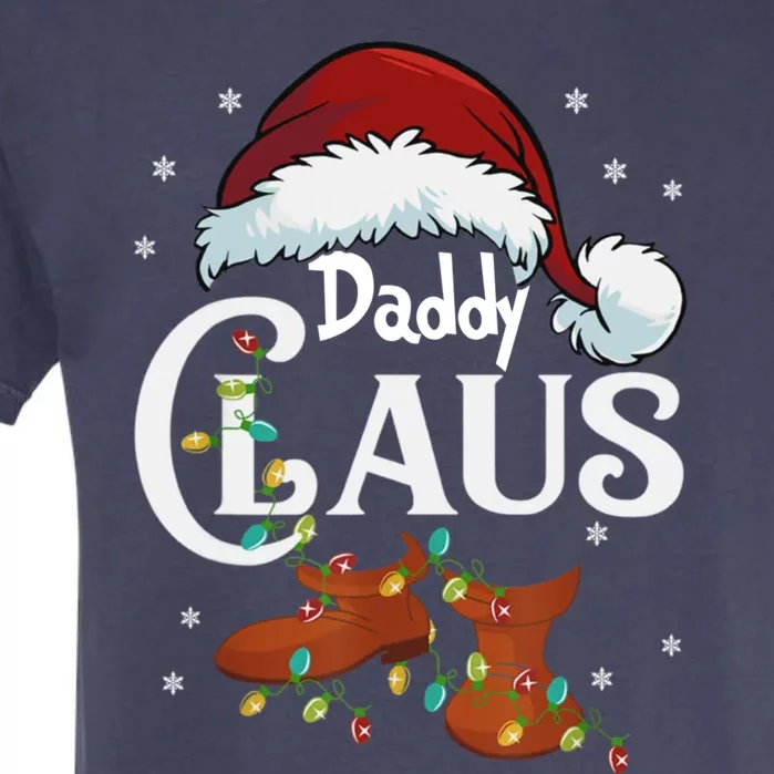 Daddy Claus Funny Christmas Lights Santa Hat Costume Cute Gift Garment-Dyed Heavyweight T-Shirt