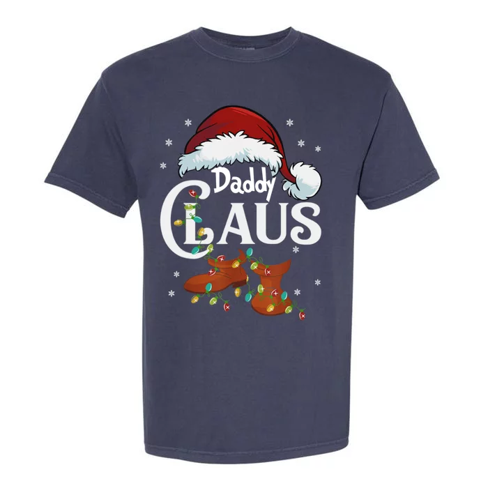 Daddy Claus Funny Christmas Lights Santa Hat Costume Cute Gift Garment-Dyed Heavyweight T-Shirt