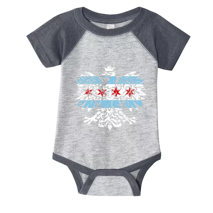 Distressed Chicago Flag Polish Poland Eagle Infant Baby Jersey Bodysuit