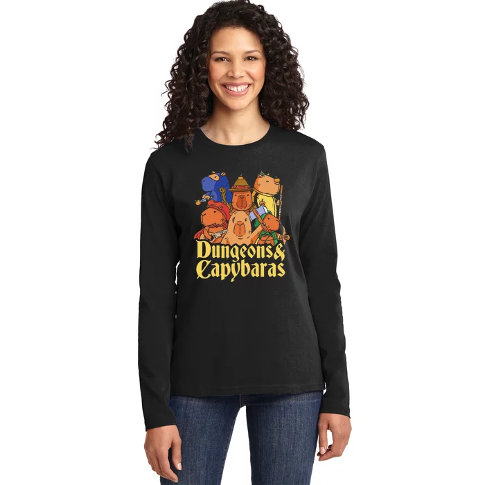 Dungeons & Capybaras Funny Capybara Lover Ladies Long Sleeve Shirt