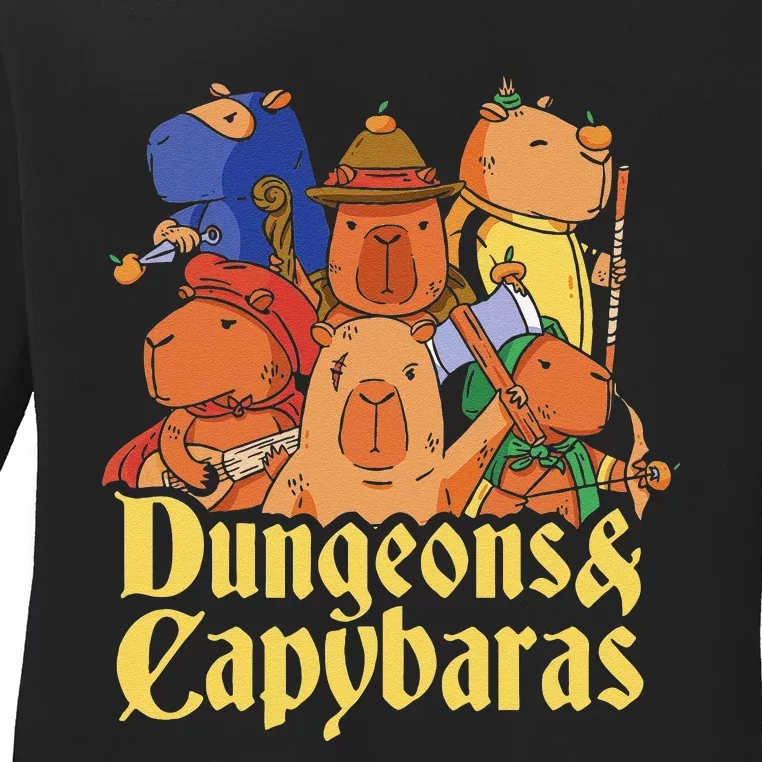 Dungeons & Capybaras Funny Capybara Lover Ladies Long Sleeve Shirt