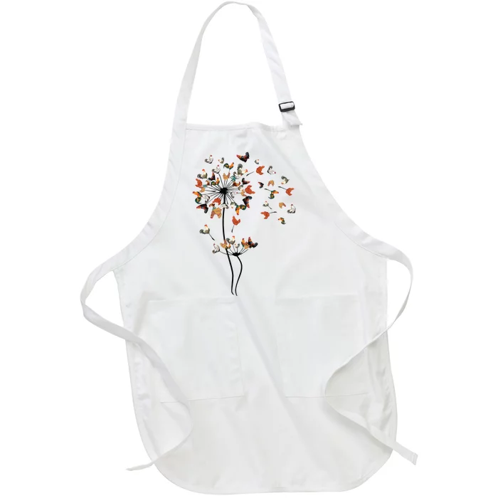 Dandelion Chicken Flower Full-Length Apron With Pocket