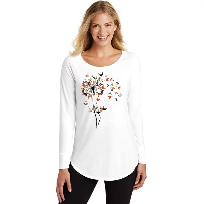 Dandelion Chicken Flower Women's Perfect Tri Tunic Long Sleeve Shirt