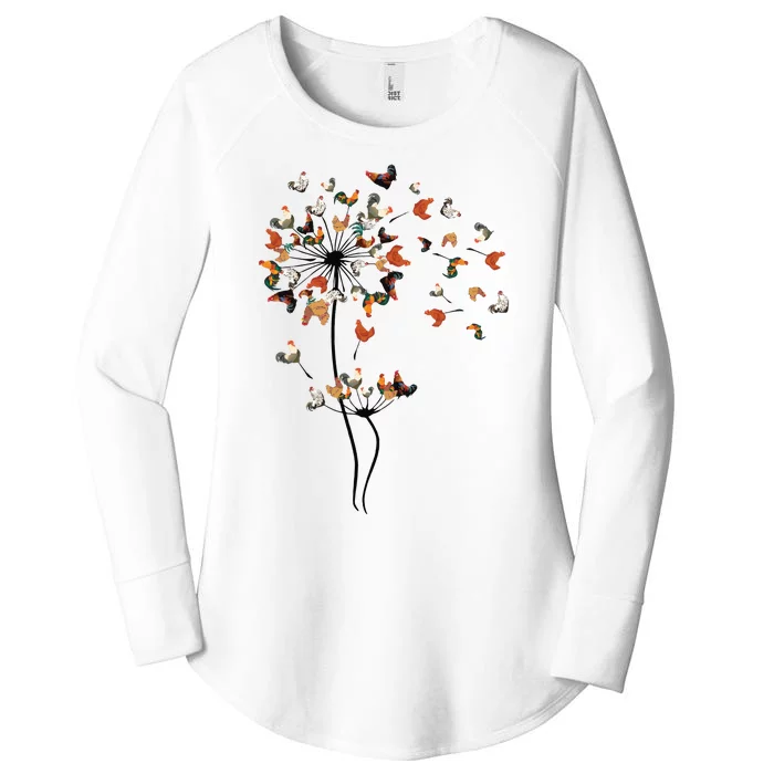 Dandelion Chicken Flower Women's Perfect Tri Tunic Long Sleeve Shirt