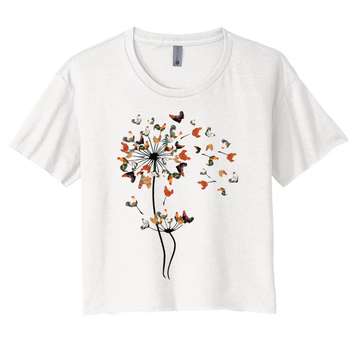 Dandelion Chicken Flower Women's Crop Top Tee