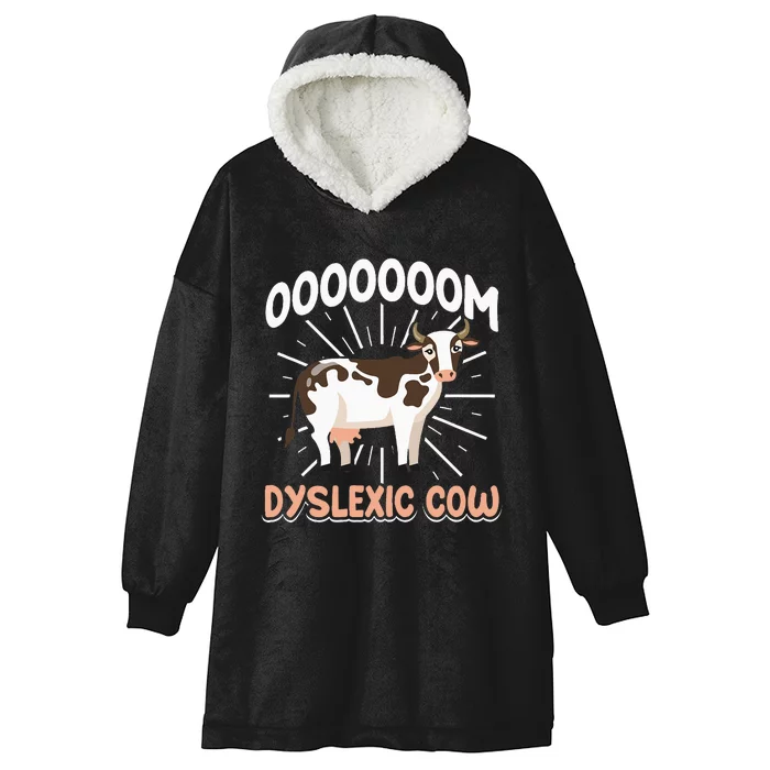 Dyslexic Cow Funny Dyslexia Hooded Wearable Blanket