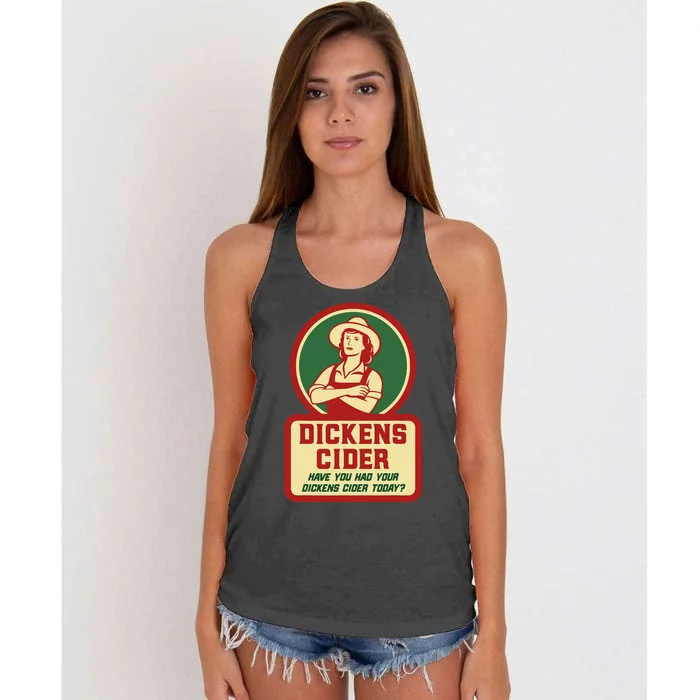 Dickens Cider Fun And Cheeky Innuendo Double Entendre Pun Women's Knotted Racerback Tank