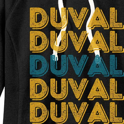 Duval County Florida Retro Duval Teal And Gold Women's Fleece Hoodie