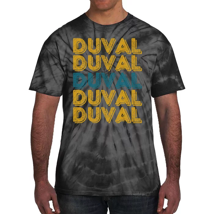 Duval County Florida Retro Duval Teal And Gold Tie-Dye T-Shirt