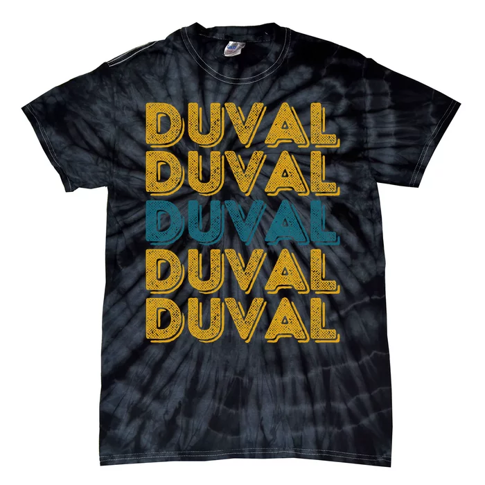 Duval County Florida Retro Duval Teal And Gold Tie-Dye T-Shirt