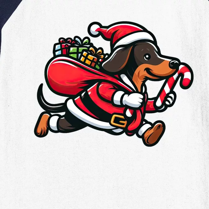 Dachshund Christmas Funny Dog Santa Claus Gift Baseball Sleeve Shirt