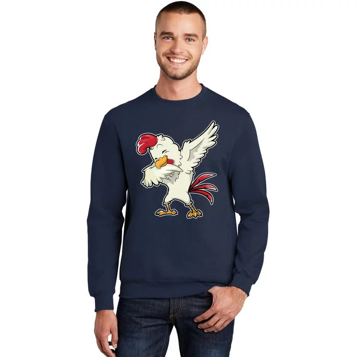 Dabbing Chicken Farmer Farm Dab Funny Farming Tall Sweatshirt