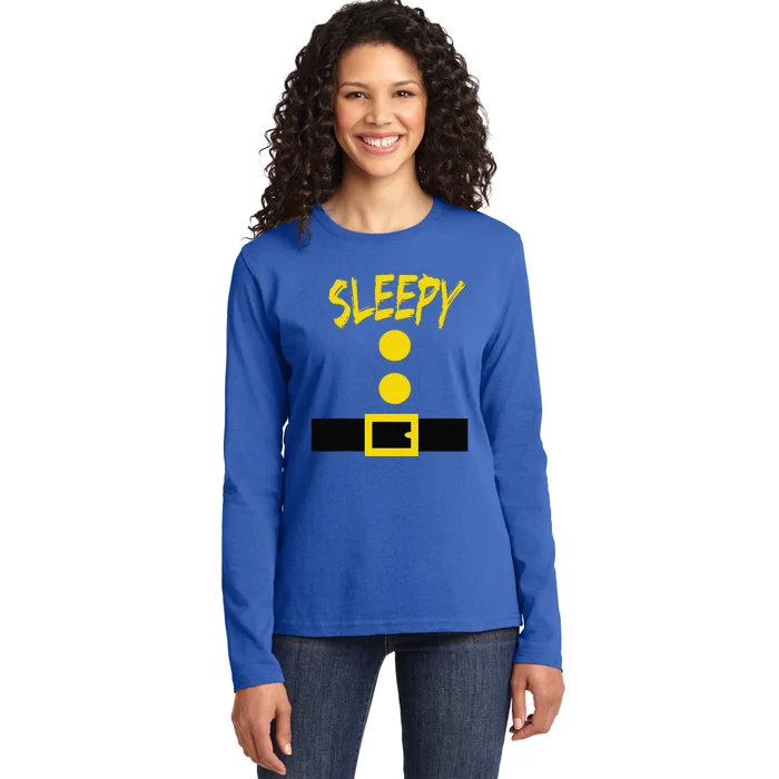 Dwarf Costume Funny Halloween Gift Idea Sleepy Ladies Long Sleeve Shirt