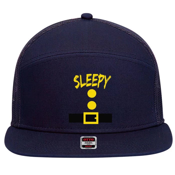 Dwarf Costume Funny Halloween Gift Idea Sleepy 7 Panel Mesh Trucker Snapback Hat